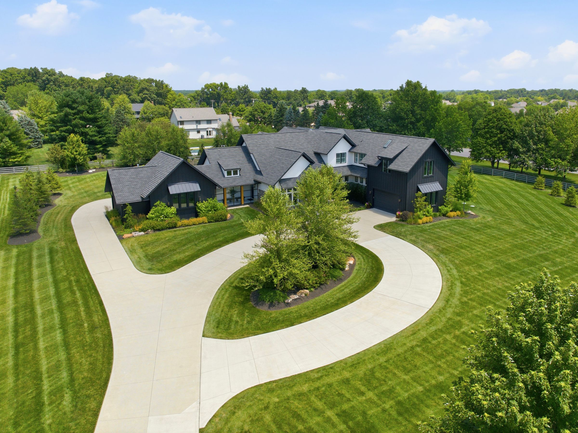 Aerial view of the estate and circular drive