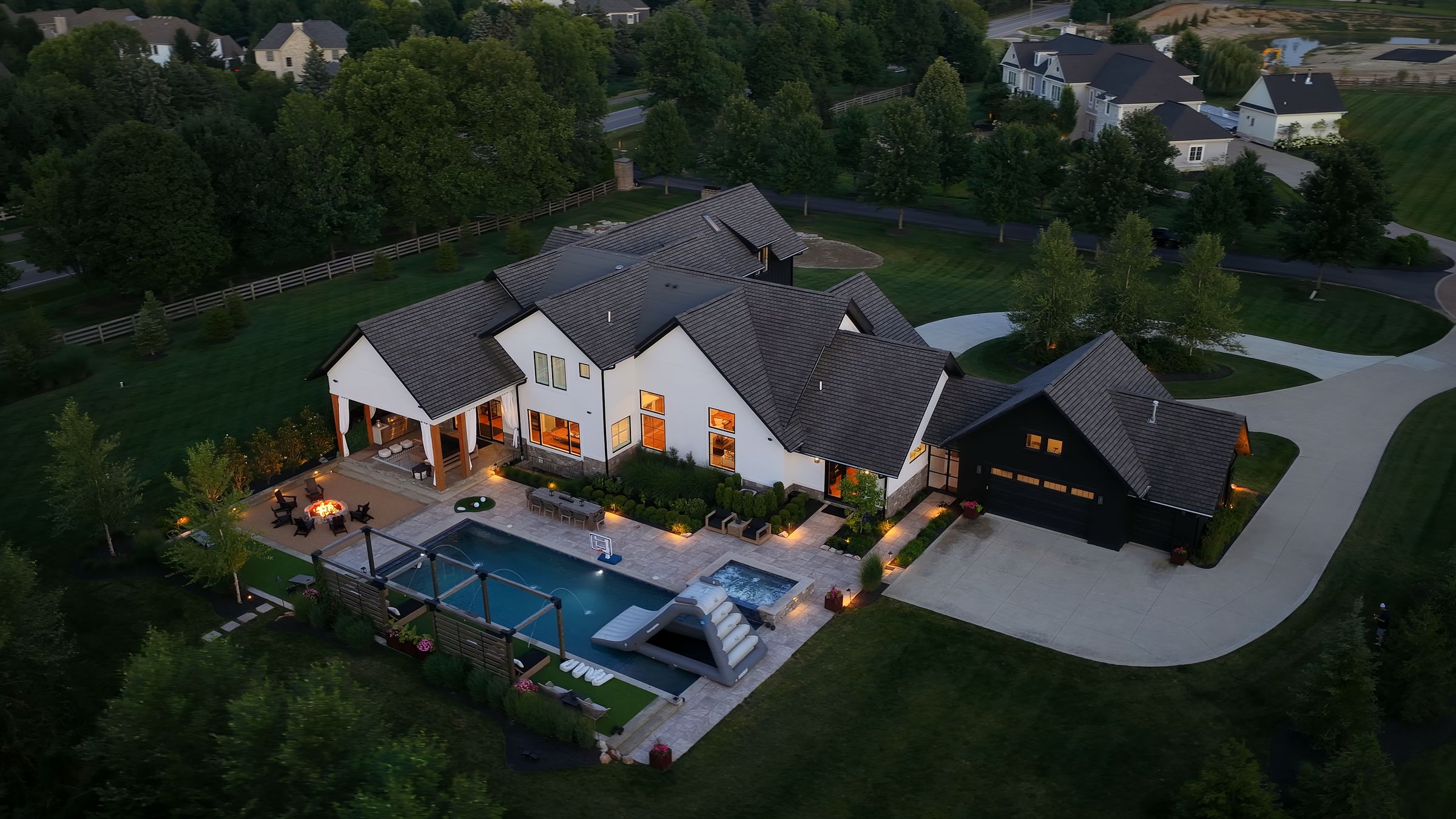 The estate at dusk